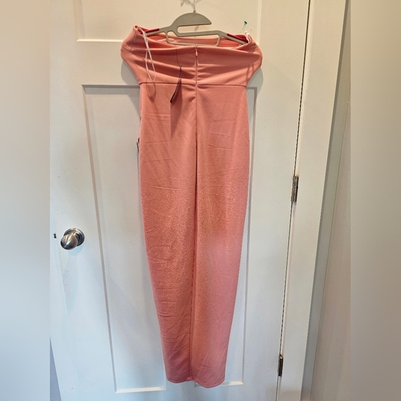 Lulus After Hours Strapless Maxi Dress Blush Pink Ruffled Side Slit Gown Size XS - Picture 5 of 12